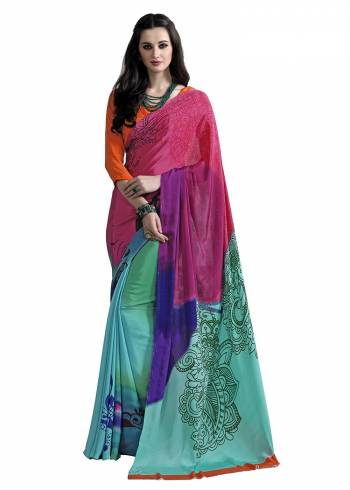 For Your Casuals Or Semi-Casuals, Grab This Light Weight Printed Saree Fabricated On Crepe. Its Fabric IS Soft Towards Skin And Ensures Superb Comfort All Day Long