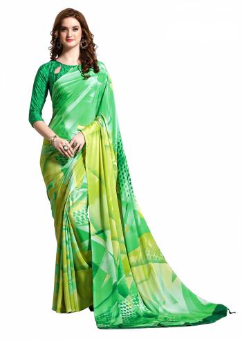 Add Some Casuals With This Pretty Saree Fabricated On Crepe. This?Saree And Blouse are Beautified With prints And It Is Light Weight And Easy To Carry All Day Long