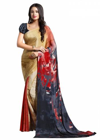 Add Some Casuals With This Pretty Saree Fabricated On Crepe. This?Saree And Blouse are Beautified With prints And It Is Light Weight And Easy To Carry All Day Long