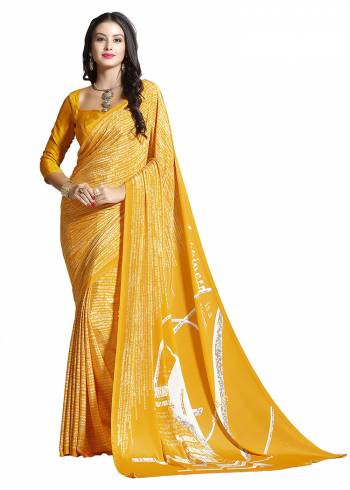 Add Some Casuals With This Pretty Saree Fabricated On Crepe. This?Saree And Blouse are Beautified With prints And It Is Light Weight And Easy To Carry All Day Long