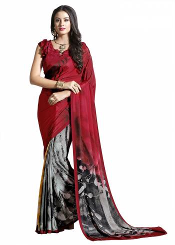 Add Some Casuals With This Pretty Saree Fabricated On Crepe. This?Saree And Blouse are Beautified With prints And It Is Light Weight And Easy To Carry All Day Long