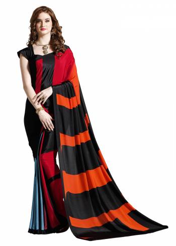 Add Some Casuals With This Pretty Saree Fabricated On Crepe. This?Saree And Blouse are Beautified With prints And It Is Light Weight And Easy To Carry All Day Long