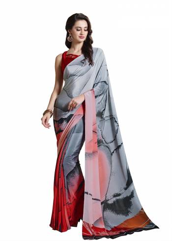 Add Some Casuals With This Pretty Saree Fabricated On Crepe. This?Saree And Blouse are Beautified With prints And It Is Light Weight And Easy To Carry All Day Lon