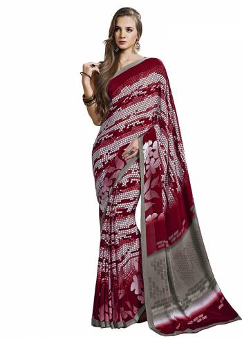 Add Some Casuals With This Pretty Saree Fabricated On Crepe. This?Saree And Blouse are Beautified With prints And It Is Light Weight And Easy To Carry All Day Lon