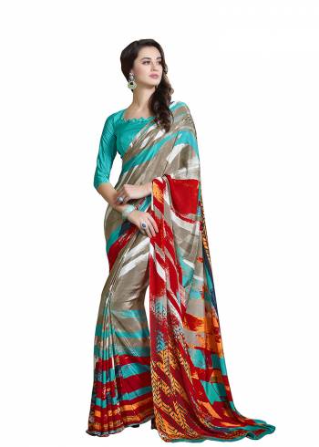 Add Some Casuals With This Pretty Saree Fabricated On Crepe. This?Saree And Blouse are Beautified With prints And It Is Light Weight And Easy To Carry All Day Lon