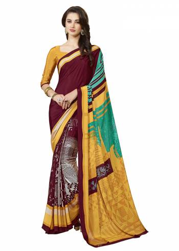 Add Some Casuals With This Pretty Saree Fabricated On Crepe. This?Saree And Blouse are Beautified With prints And It Is Light Weight And Easy To Carry All Day Lon