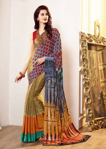 For Your Casuals Or Semi-Casuals, Grab This Light Weight Printed Saree Fabricated On Crepe. Its Fabric IS Soft Towards Skin And Ensures Superb Comfort All Day Long. Buy Now