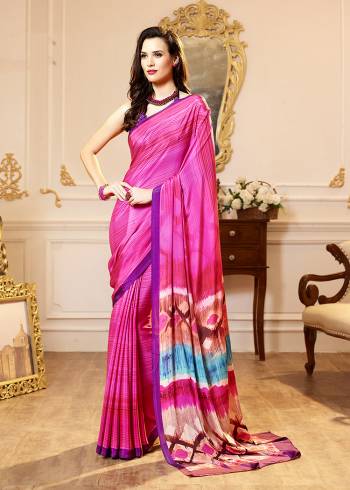 Add Some Casuals With This Pretty Saree Fabricated On Crepe. This Saree And Blouse are Beautified With prints And It Is Light Weight And Easy To Carry All Day Long