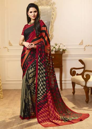 Add Some Casuals With This Pretty Saree Fabricated On Crepe. This Saree And Blouse are Beautified With prints And It Is Light Weight And Easy To Carry All Day Long