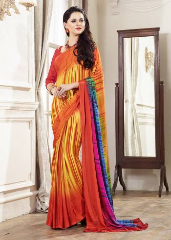 Add Some Casuals With This Pretty Saree Fabricated On Crepe. This Saree And Blouse are Beautified With prints And It Is Light Weight And Easy To Carry All Day Long