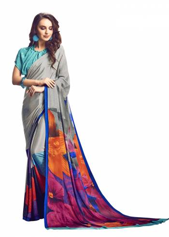 Add Some Casuals With This Pretty Saree Fabricated On Crepe. This?Saree And Blouse are Beautified With prints And It Is Light Weight And Easy To Carry All Day Long