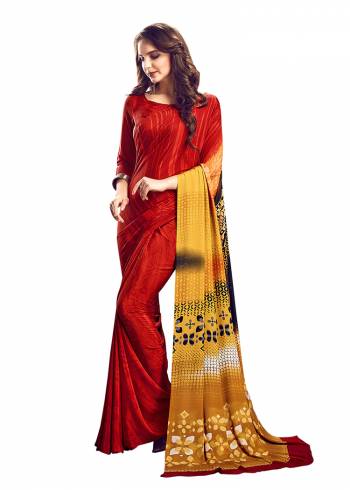 Add Some Casuals With This Pretty Saree Fabricated On Crepe. This?Saree And Blouse are Beautified With prints And It Is Light Weight And Easy To Carry All Day Long