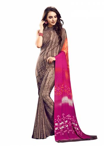 Add Some Casuals With This Pretty Saree Fabricated On Crepe. This?Saree And Blouse are Beautified With prints And It Is Light Weight And Easy To Carry All Day Long