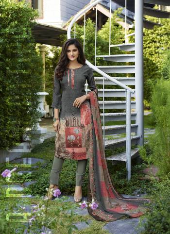 Simple And Elegant Looking Printed Dress Material Is Here In Grey And Multi Color. This Suit Is Crepe Based Paired With Georgette Fabricated Dupatta. It Is Beautified With Digital Prints All Over. 