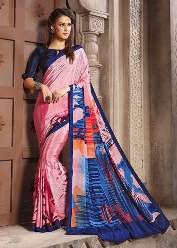 Add Some Casuals With This Pretty Saree Fabricated On Crepe. This Saree And Blouse are Beautified With prints And It Is Light Weight And Easy To Carry All Day Long