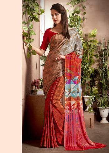 For Your Casuals Or Semi-Casuals, Grab This Light Weight Printed Saree Fabricated On Crepe. Its Fabric IS Soft Towards Skin And Ensures Superb Comfort All Day Long. Buy Now