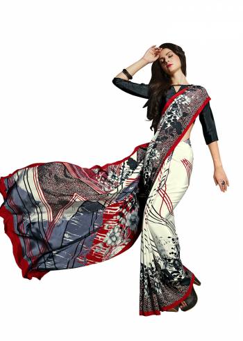 Add Some Casuals With This Pretty Saree Fabricated On Crepe. This?Saree And Blouse are Beautified With prints And It Is Light Weight And Easy To Carry All Day Long