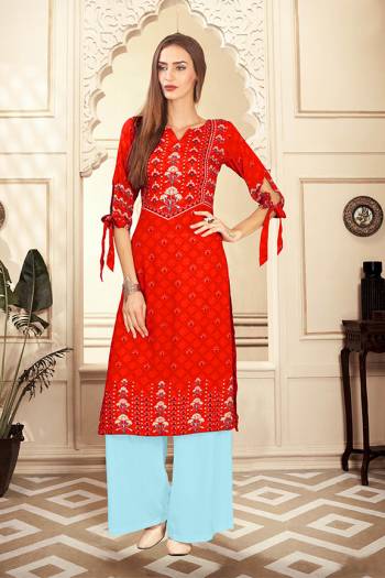 Beat The Heat This Summer With These Readymade Pair Of Kurti And Plazzo Orange And Aqua Blue Color. This Kurti And Plazzo Are Fabricated on Rayon Cotton And Available In All Sizes, Choose As Per Your Desired Fit And Comfort. Buy Now.