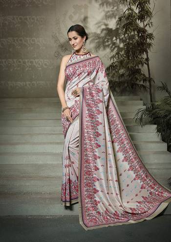 Simple And Elegant Looking Printed Saree Is Here In Steel Grey Color Paired With Steel Grey  Colored Blouse. This Saree And Blouse Fabricated On Tussar Art Silk Beautified With Digital Prints All Over. 