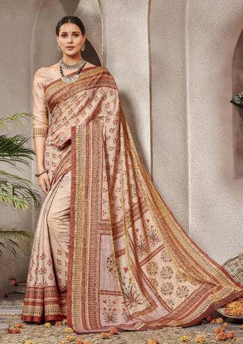 Celebrate This Festive Season Wearing This Designer Silk Based Rich Looking Saree. This Digital Printed Saree And Blouse are Fabricated On Banarasi Art Silk Which Gives A Rich Look To Your Personality. 