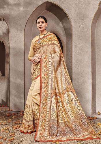 Celebrate This Festive Season Wearing This Designer Silk Based Rich Looking Saree. This Digital Printed Saree And Blouse are Fabricated On Banarasi Art Silk Which Gives A Rich Look To Your Personality. 