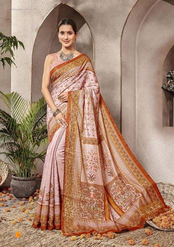 Grab This Very Beautiful Designer Saree For The Upcoming Festive And Wedding Season. This Pretty Saree And Blouse Are Fabricated On Banarasi Art Silk Beautified With Digital Print All Over It. 