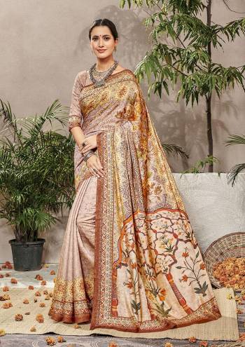 Grab This Very Beautiful Designer Saree For The Upcoming Festive And Wedding Season. This Pretty Saree And Blouse Are Fabricated On Banarasi Art Silk Beautified With Digital Print All Over It. 