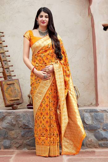 Celebrate This Festive Season With Beauty And Comfort In This Elegant Looking Designer Silk Based Saree In Musturd Yellow Color. This Saree And Blouse Are Fabricated On Banarasi Patola Beautified With Small Butti Weave All Over. Buy Now.?