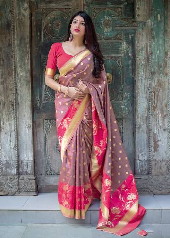 Flaunt Your Rich And Elegant Taste In Silk With This Subtle Weaved Saree In Mauve Color. This Saree And Blouse Are Fabricated On Art Silk Beautified With Pretty Small Butti Weave All Over It. Its Silk Based Fabric Will Give A Rich Look To Your Personality