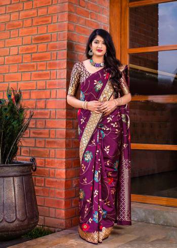 Flaunt Your Rich And Elegant Taste In Silk With This Subtle Weaved Saree In Magenta Pink Color. This Saree And Blouse Are Fabricated On Banarasi Art Silk Beautified With Pretty Small Butti Weave All Over It. Its Silk Based Fabric Will Give A Rich Look To Your Personality