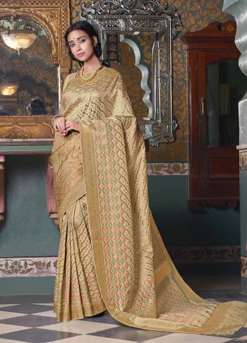 You Will Definitely Earn Lots Of Compliments In This Designer Silk Based Rich Saree In Elegant Cream Color. This Saree And Blouse Are Fabricated On Art Silk Beautified With Attractive Weave. 