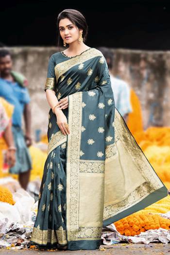 Flaunt Your Rich And Elegant Taste Wearing This Beautiful Saree In Dark Grey Color. This Pretty Saree And Blouse Are Fabricated On Satin Silk Which IS Durable, Light Weight And Easy To Care For. Buy Now.