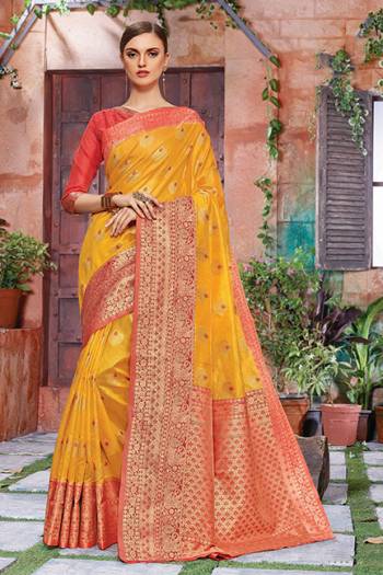 You Will Definitely Earn Lots Of Compliments In Traditional Look?Wearing This Beautiful Silk Based Saree In Musturd Yellow And Orange Color. This Saree Is Light Weight, Durable And Easy To Carry All Day Long.