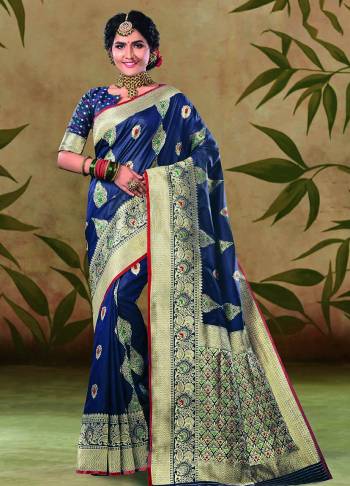 Enhance Your Personality In This Rich Navy Blue Colored Saree. This Saree And Blouse are Fabricated On Satin Silk Beautified With Elegant Weave.