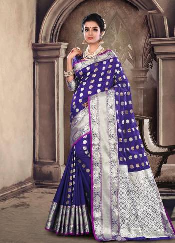 Shine Bright In This Attractive Looking Violet Colored Saree Paired With Violet Colored Blouse. This Saree And Blouse Are Fabricated On Satin Silk Beautified With Tribal Weave All Over. Buy Now.