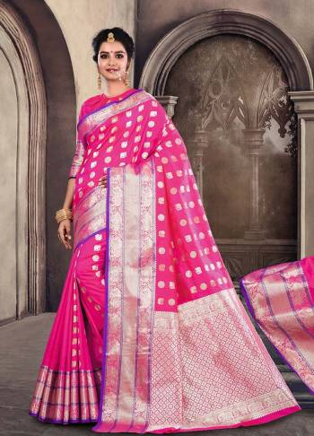 For A Proper Traditional Look, Grab This Lovely Saree In Rani Pink Color Paired With Rani Pink Colored Blouse. This Saree Is Fabricated On Satin Silk Which Is Light Weight , Durable And Easy To Carry All Day Long. 