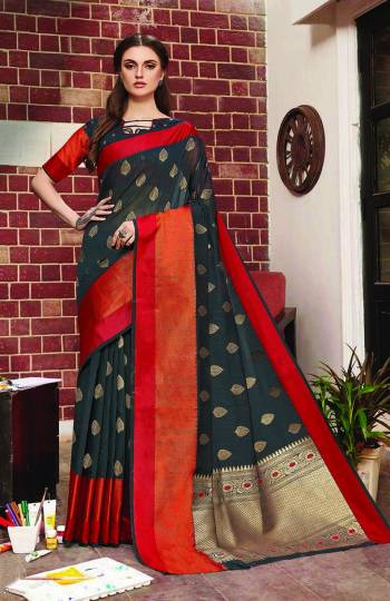 Adorn a Bold And Beautiful Look Wearing This Silk Based Saree In Black Color Paired With Black Colored Blouse. Its Fabric Is Durable And Easy To Care For. 