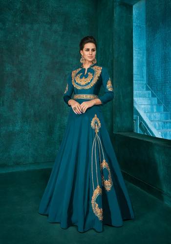 Bright And Visually Appealing Color Is Here With This Very Beautiful Designer Readymade Gown In Blue Color Fabricated Soft Art Silk. It Is Beautified With Minimal Elegant Looking Embroidery Which Will Earn You Lots Of Compliments From Onlookers