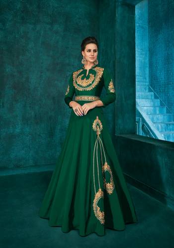 Bright And Visually Appealing Color Is Here With This Very Beautiful Designer Readymade Gown In Dark Green Color Fabricated Soft Art Silk. It Is Beautified With Minimal Elegant Looking Embroidery Which Will Earn You Lots Of Compliments From Onlookers