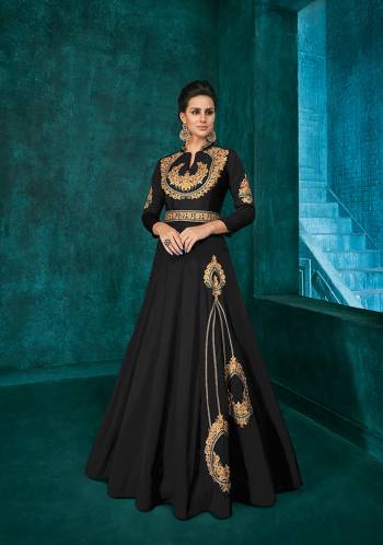 Bold And Beautiful Color Is Here With This Very Beautiful Designer Readymade Gown In Black Color Fabricated Soft Art Silk. It Is Beautified With Minimal Elegant Looking Embroidery Which Will Earn You Lots Of Compliments From Onlookers