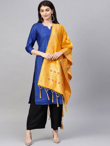 Enhance Your Look of gown and lehenga choli Or A Simple Kurti With Latest Trends Of?Banarasi Dupatta Beautified With Attractive Weave All Over. You Can Pair This Up With Any Kind Of Ethnic Attire And In Same Or Contrasting Colored Attire.