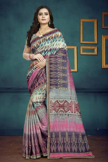 Grab This Beautiful Digital Printed Designer Saree In Multi Color Paired With Multi Colored Blouse. This Saree And Blouse Are Fabricated On Soft Silk. It Is Light In Weight, Soft Towards Skin And Easy To Carry All Day Long. 