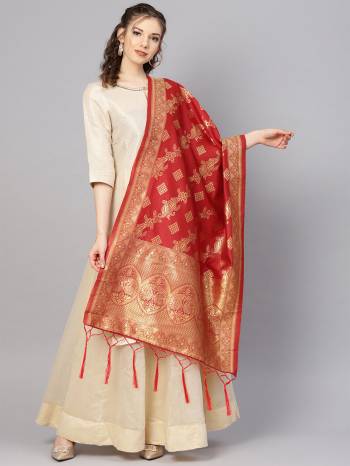 Enhance Your Look of gown and lehenga choli Or A Simple Kurti With Latest Trends Of?Banarasi Dupatta Beautified With Attractive Weave All Over. You Can Pair This Up With Any Kind Of Ethnic Attire And In Same Or Contrasting Colored Attire