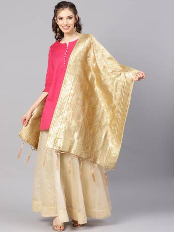 Enhance Your Look of gown and lehenga choli Or A Simple Kurti With Latest Trends Of?Banarasi Dupatta Beautified With Attractive Weave All Over. You Can Pair This Up With Any Kind Of Ethnic Attire And In Same Or Contrasting Colored Attire