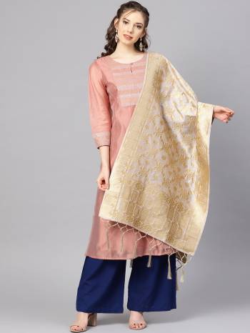 Enhance Your Look of gown and lehenga choli Or A Simple Kurti With Latest Trends Of?Banarasi Dupatta Beautified With Attractive Weave All Over. You Can Pair This Up With Any Kind Of Ethnic Attire And In Same Or Contrasting Colored Attire