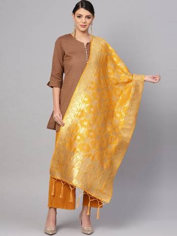 Enhance Your Look of gown and lehenga choli Or A Simple Kurti With Latest Trends Of?Banarasi Dupatta Beautified With Attractive Weave All Over. You Can Pair This Up With Any Kind Of Ethnic Attire And In Same Or Contrasting Colored Attire