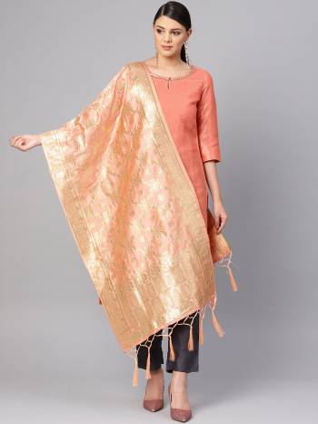 Enhance Your Look of gown and lehenga choli Or A Simple Kurti With Latest Trends Of?Banarasi Dupatta Beautified With Attractive Weave All Over. You Can Pair This Up With Any Kind Of Ethnic Attire And In Same Or Contrasting Colored Attire