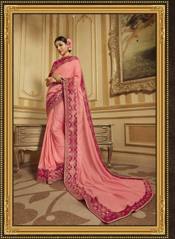 Look Pretty In This Designer Saree In Pink Color Paired With Dark Pink Colored Blouse. This Beautiful Saree Is Fabricated On Art Silk And Jacquard Silk Paired With Art Silk Fabricated Blouse. Both Its Fabrics Gives A Rich Look To Your Personality. 