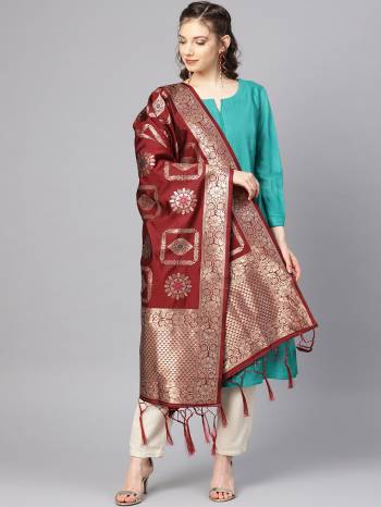 Enhance Your Look of gown and lehenga choli Or A Simple Kurti With Latest Trends Of Banarasi Dupatta Beautified With Attractive Weave All Over. You Can Pair This Up With Any Kind Of Ethnic Attire And In Same Or Contrasting Colored Attire.