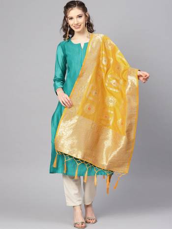 Enhance Your Look of gown and lehenga choli Or A Simple Kurti With Latest Trends Of Banarasi Dupatta Beautified With Attractive Weave All Over. You Can Pair This Up With Any Kind Of Ethnic Attire And In Same Or Contrasting Colored Attire.